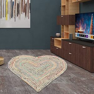 casavani 100% hand braided jute & cotton rag rug geometric multipurpose,multicolor hard shape circle area rug best uses for farmhouse,bedroom,nursery room,kids room 5x5 6x6 4x4 feet round