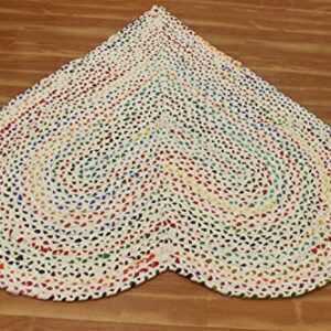 CASAVANI 100% Hand Braided Jute & Cotton Rag Rug Geometric Multipurpose,Multicolor Hard Shape Circle Area Rug Best Uses for Farmhouse,Bedroom,Nursery Room,Kids Room 5x5 6x6 4x4 Feet Round