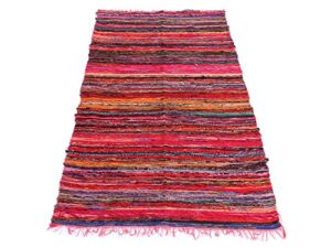 handmade braided chindi rug, rag rug, area rug, carpet rug, runner rug 3x5 foot, 4x6 foot, 5x7 foot, multi color rug (3x5 foot)