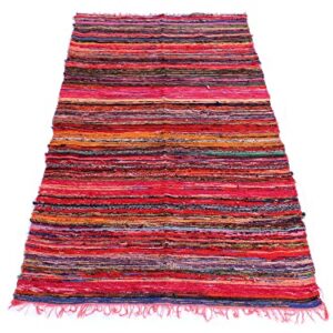 Handmade Braided Chindi Rug, Rag Rug, Area Rug, Carpet Rug, Runner Rug 3x5 Foot, 4x6 Foot, 5x7 Foot, Multi Color Rug (3x5 Foot)