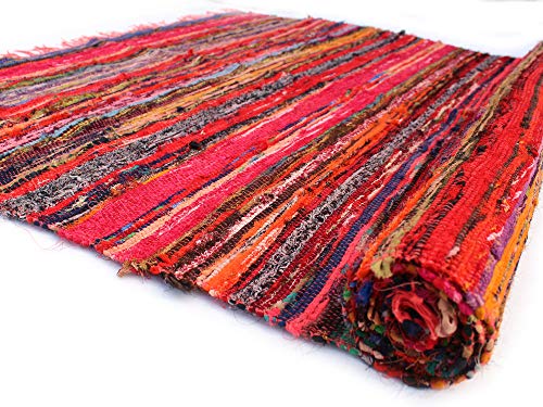 Handmade Braided Chindi Rug, Rag Rug, Area Rug, Carpet Rug, Runner Rug 3x5 Foot, 4x6 Foot, 5x7 Foot, Multi Color Rug (3x5 Foot)