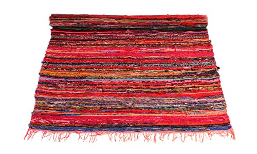 Handmade Braided Chindi Rug, Rag Rug, Area Rug, Carpet Rug, Runner Rug 3x5 Foot, 4x6 Foot, 5x7 Foot, Multi Color Rug (3x5 Foot)