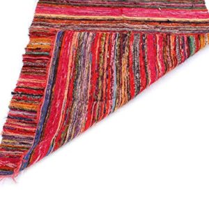 Handmade Braided Chindi Rug, Rag Rug, Area Rug, Carpet Rug, Runner Rug 3x5 Foot, 4x6 Foot, 5x7 Foot, Multi Color Rug (3x5 Foot)