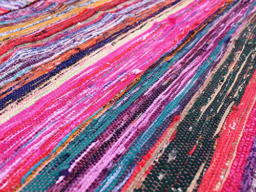 Handmade Braided Chindi Rug, Rag Rug, Area Rug, Carpet Rug, Runner Rug 3x5 Foot, 4x6 Foot, 5x7 Foot, Multi Color Rug (3x5 Foot)