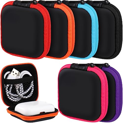 Sweetude 30 Sets Square Headphone Case Portable EVA Earbud Case Waterproof Ear Bud Case Holder Earbud Case Pouch Cell Phone Accessories Organizer with Hook for Earphone Earpieces Memory Card Chip