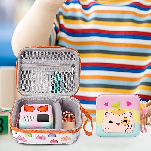 MGZNMTY Travel Storage Case and Multicolor Silicone Cover for Yoto Mini Player - Kids Audio & Music Player, Yoto Player Cards and Charging Cables