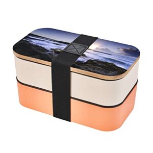 koolr puerto rico beach print bento box adult lunch box with 2 compartments stackable for work picnic leak proof bento box