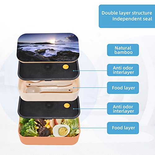 KOOLR Puerto Rico Beach Print Bento Box Adult Lunch Box With 2 Compartments Stackable For Work Picnic Leak Proof Bento Box