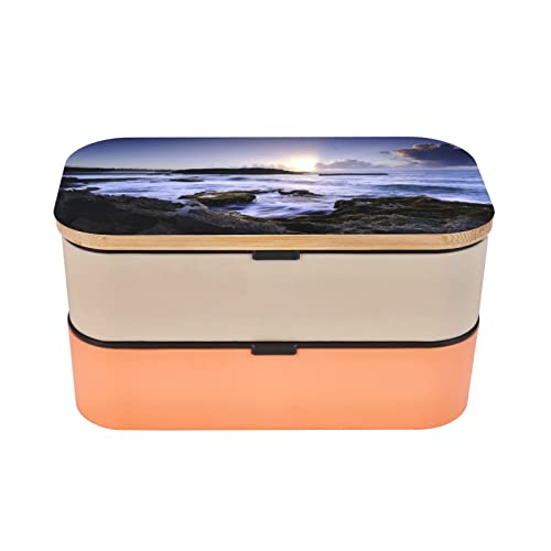 KOOLR Puerto Rico Beach Print Bento Box Adult Lunch Box With 2 Compartments Stackable For Work Picnic Leak Proof Bento Box