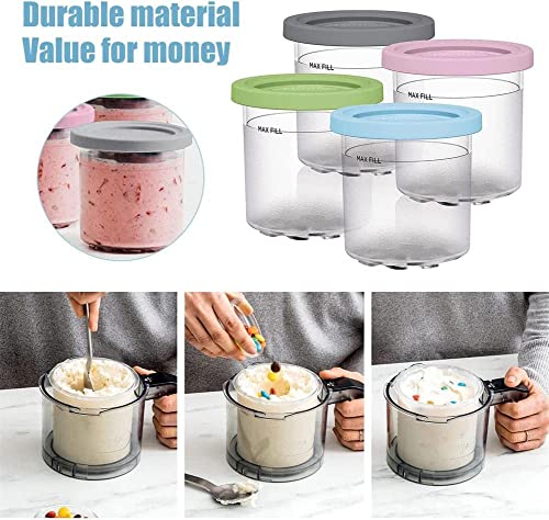 Ice Cream Pints Cup,Ice Cream Containers with Lids for Ninja Creami Pints,Safe & Leak Proof Ice Cream Pints Kitchen Accessories,for NC300S NC299AM Series Ice Cream Maker (2PCS-2)