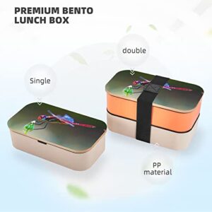 KOOLR Red Dragonfly Print Bento Box Adult Lunch Box With 2 Compartments Stackable For Work Picnic Leak Proof Bento Box