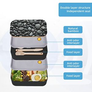 KOOLR Many Black Pebbles Print Bento Box Adult Lunch Box With 2 Compartments Stackable For Work Picnic Leak Proof Bento Box