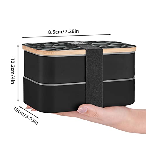 KOOLR Many Black Pebbles Print Bento Box Adult Lunch Box With 2 Compartments Stackable For Work Picnic Leak Proof Bento Box