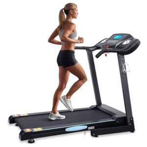 folding treadmill electric with 12% auto incline & 15 pre-set training programs large lcd display workout running machine walking jogging running exercise machine for home office