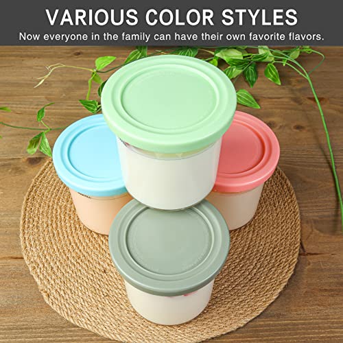 Ice Cream Pint Containers with Silicone Lids Replacement，Compatible with NC299AMZ and NC300s Series Creami Ice Cream Makers