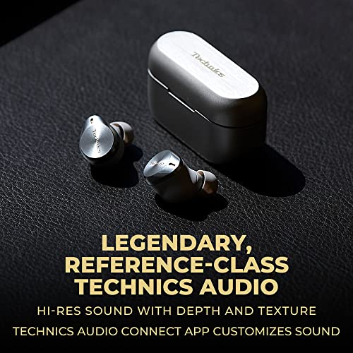 Technics Premium Hi-Fi True Wireless Bluetooth Earbuds with Advanced Noise Cancelling, 3 Device Multipoint Connectivity, Wireless Charging, Hi-Res Audio + Enhanced Calling - EAH-AZ80-S (Silver)