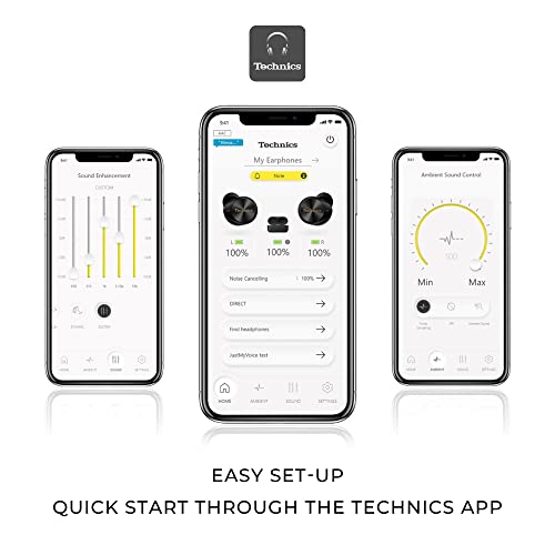 Technics HiFi True Wireless Multipoint Bluetooth Earbuds with Noise Cancelling, 3 Device Multipoint Connectivity, Wireless Charging, Impressive Call Quality, LDAC Compatible - EAH-AZ60M2-K (Black)