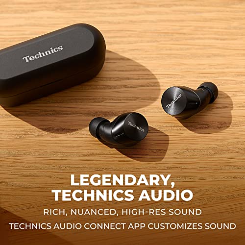 Technics HiFi True Wireless Multipoint Bluetooth Earbuds with Noise Cancelling, 3 Device Multipoint Connectivity, Wireless Charging, Impressive Call Quality, LDAC Compatible - EAH-AZ60M2-K (Black)