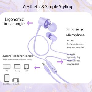 GOGOSINIS Aesthetic Earbuds Set with case for Kids for School, Wired Headphones with case and Small Size Ear Tips, Ear Buds with Cute case, 3.5mm Earphones for Smartphone and PC Laptop.(Pink-Purple)