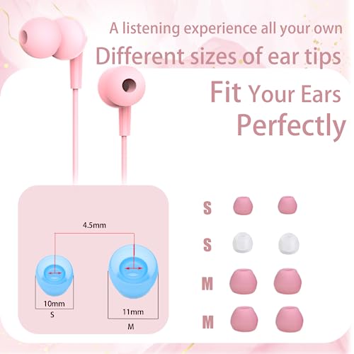 GOGOSINIS Aesthetic Earbuds Set with case for Kids for School, Wired Headphones with case and Small Size Ear Tips, Ear Buds with Cute case, 3.5mm Earphones for Smartphone and PC Laptop.(Pink-Purple)