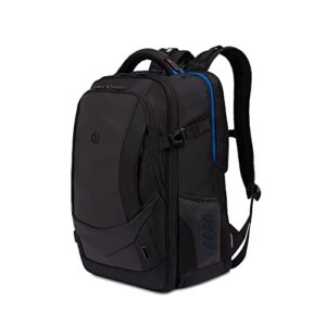 swissgear gaming laptop backpack with usb, black/blue, 19 inch