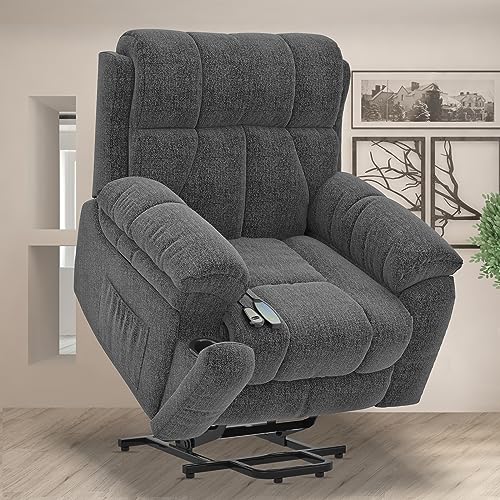 YONISEE Oversized Lift Chairs Recliner for Elderly with Massage and Heat, Overstuffed Wide Recliners, Electric Recliner Chairs for Adults, Heavy Duty and Safety Motion with 2 Concealed Cup Holders