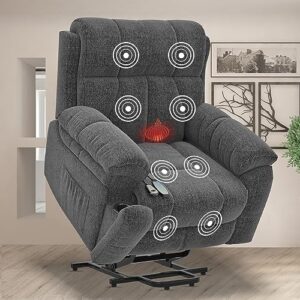 YONISEE Oversized Lift Chairs Recliner for Elderly with Massage and Heat, Overstuffed Wide Recliners, Electric Recliner Chairs for Adults, Heavy Duty and Safety Motion with 2 Concealed Cup Holders