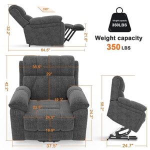 YONISEE Oversized Lift Chairs Recliner for Elderly with Massage and Heat, Overstuffed Wide Recliners, Electric Recliner Chairs for Adults, Heavy Duty and Safety Motion with 2 Concealed Cup Holders