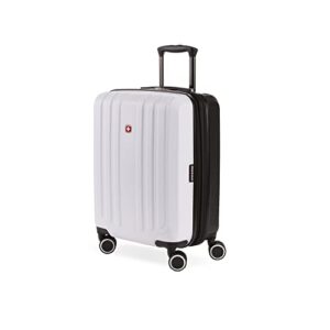 swissgear 8028 hardside expandable spinner luggage, black/white, carry-on 19-inch