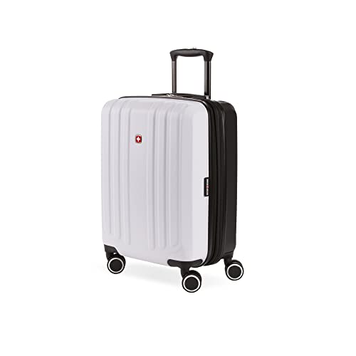 SwissGear 8028 Hardside Expandable Spinner Luggage, Black/White, Carry-On 19-Inch