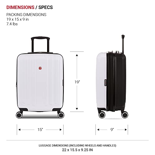 SwissGear 8028 Hardside Expandable Spinner Luggage, Black/White, Carry-On 19-Inch