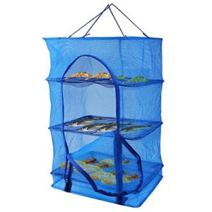 fish mesh hanging drying net food dehydrator - durable folding 4 layers fish vegetable dishes dryer net drying rack (40 * 40 * 65cm)