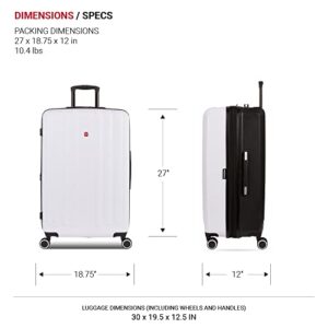 SwissGear 8028 Hardside Expandable Spinner Luggage, Black/White, Checked-Large 28-Inch