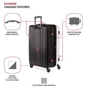 SwissGear 8028 Hardside Expandable Spinner Luggage, Black/White, Checked-Large 28-Inch