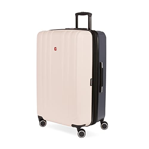 SwissGear 8028 Hardside Expandable Spinner Luggage, Pink/Dark Grey, Checked-Large 28-Inch