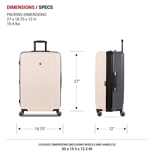 SwissGear 8028 Hardside Expandable Spinner Luggage, Pink/Dark Grey, Checked-Large 28-Inch