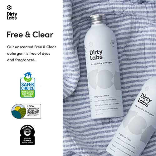 Dirty Labs | Laundry Detergent Sampler Kit | Signature, Murasaki & Free & Clear | 3x 32 Loads | Hyper-Concentrated | High Efficiency & Standard Machine Washing | Nontoxic, Biodegradable