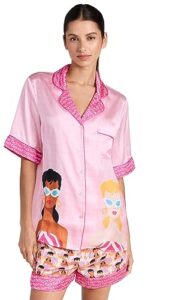 karen mabon women's barbie short set, pink multi, s