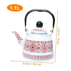 Angoily Teapot for Stovetop Stovetop Kettle Enamel Pot Ceramic Kettle Stainless Steel Kettle Home Supplies Red Stainless Steel Enamel Tea Set Stainless Steel Tea Kettle