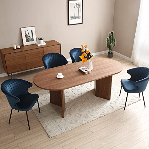 JURMALYN 78" Mid Century Dining Table Modern Wood Dining Room Table for 4 6 8 Walnut Oval Kitchen Table for Farmhouse Meeting Room Reception Room (Table Only)