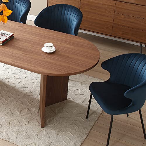 JURMALYN 78" Mid Century Dining Table Modern Wood Dining Room Table for 4 6 8 Walnut Oval Kitchen Table for Farmhouse Meeting Room Reception Room (Table Only)