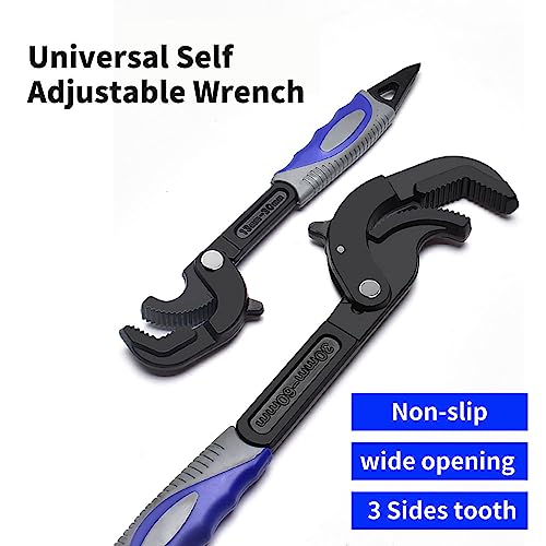 vomex Multi Universal Self Adjustable Wrenches - 2Pcs Sets,Non-Slip Handle,3 Sides Teeth Self Locking,Pipe Wrenches