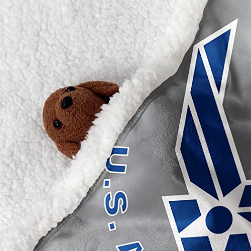 HommomH Air Force Sherpa Blanket 60"x 80" US Air Force Blankets Super Soft Fuzzy Thick Warm Fleece Throw for Man Bed Couch