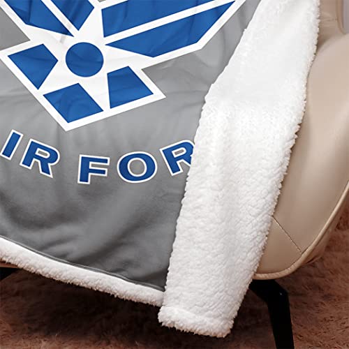 HommomH Air Force Sherpa Blanket 60"x 80" US Air Force Blankets Super Soft Fuzzy Thick Warm Fleece Throw for Man Bed Couch