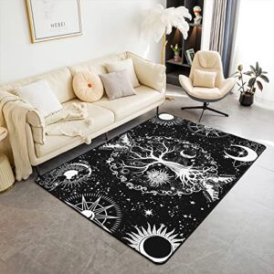 erosebridal tree of life area rug,psychedelic mystic stars space rug 5x7,gothic moth butterfly black white boho style living room rugs,3d printed constellations accent rug set