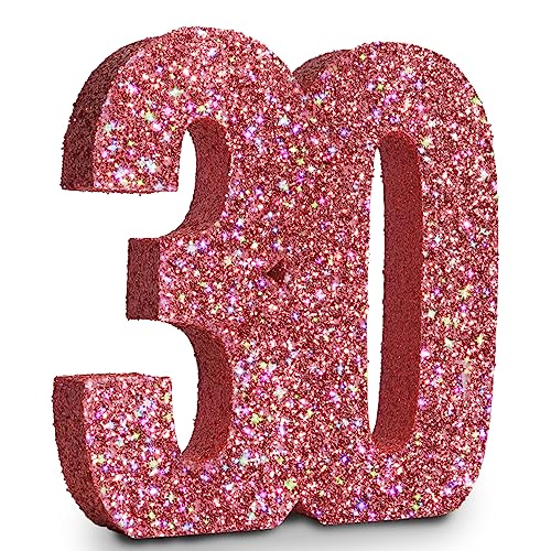 Eploger 30th Birthday Decorations for Women,30th Anniversary Decorations,Rose Glod Glitter 30th Birthday Centerpieces for Table Decorations,Number 30 Table Topper Decor