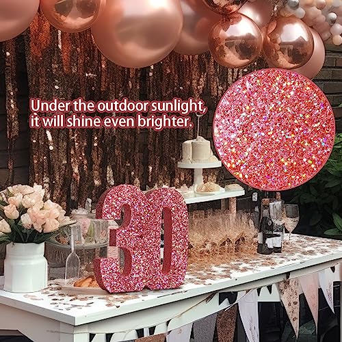 Eploger 30th Birthday Decorations for Women,30th Anniversary Decorations,Rose Glod Glitter 30th Birthday Centerpieces for Table Decorations,Number 30 Table Topper Decor