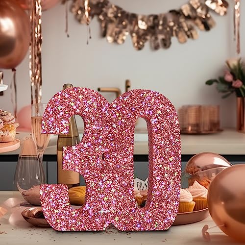 Eploger 30th Birthday Decorations for Women,30th Anniversary Decorations,Rose Glod Glitter 30th Birthday Centerpieces for Table Decorations,Number 30 Table Topper Decor