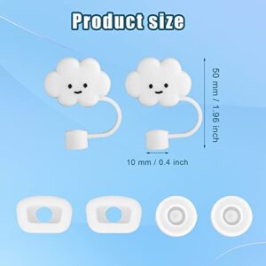 6pcs Silicone Anti-Leaking Stoppers, Spill Proof Stopper Compatible with Stanley, White Cloud Shaped Straw Covers Reusable Dust-Proof Straw Tips Cover for Stanley 40oz 30 oz Tumbler