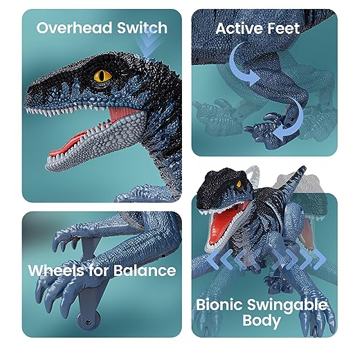 Tecnock Remote Control Dinosaurs, Mini Dinosaur Toys for Kids 3-5 5-7, 2.4GHz Walking RC Robot Dinosaur with Lights, Gifts for Boys Girls Age 4 5 6 7 8-12